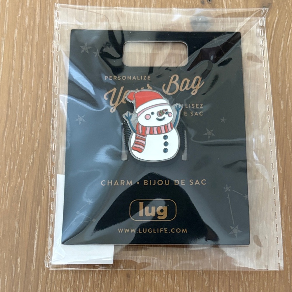 Lug Novelty Snowman Bag Charm with Red and White Accents